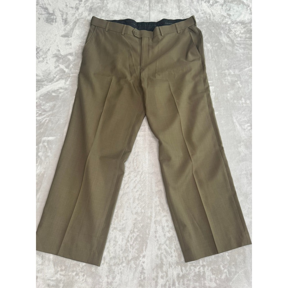Covington Men's Khaki Pleated Dress Pants‎ Size 42x30 Polyester Flat Front
